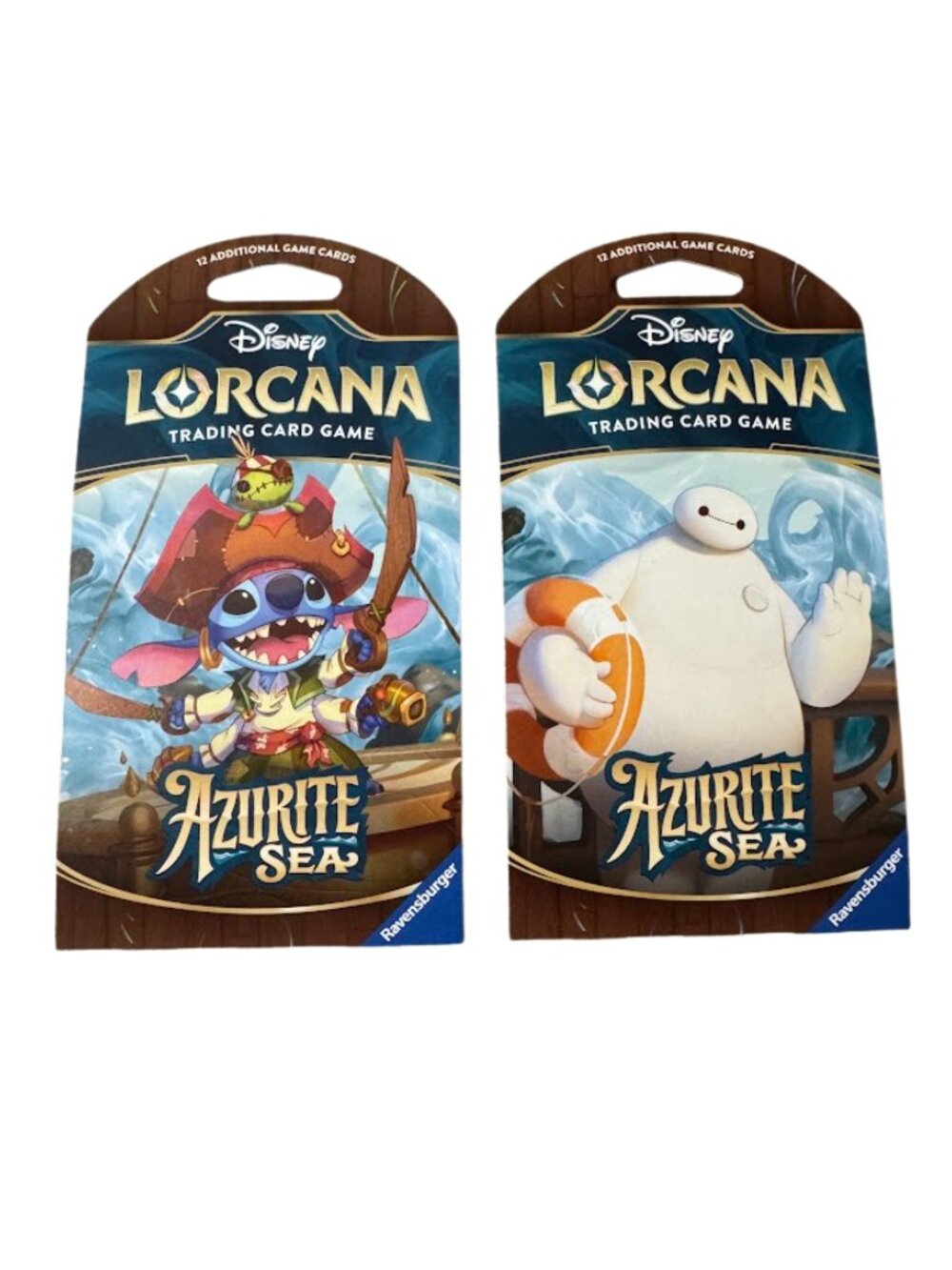Lot (2) Disney Lorcana TCG: Azurite Sea Sleeved Booster Packs - Stitch & Baymax
